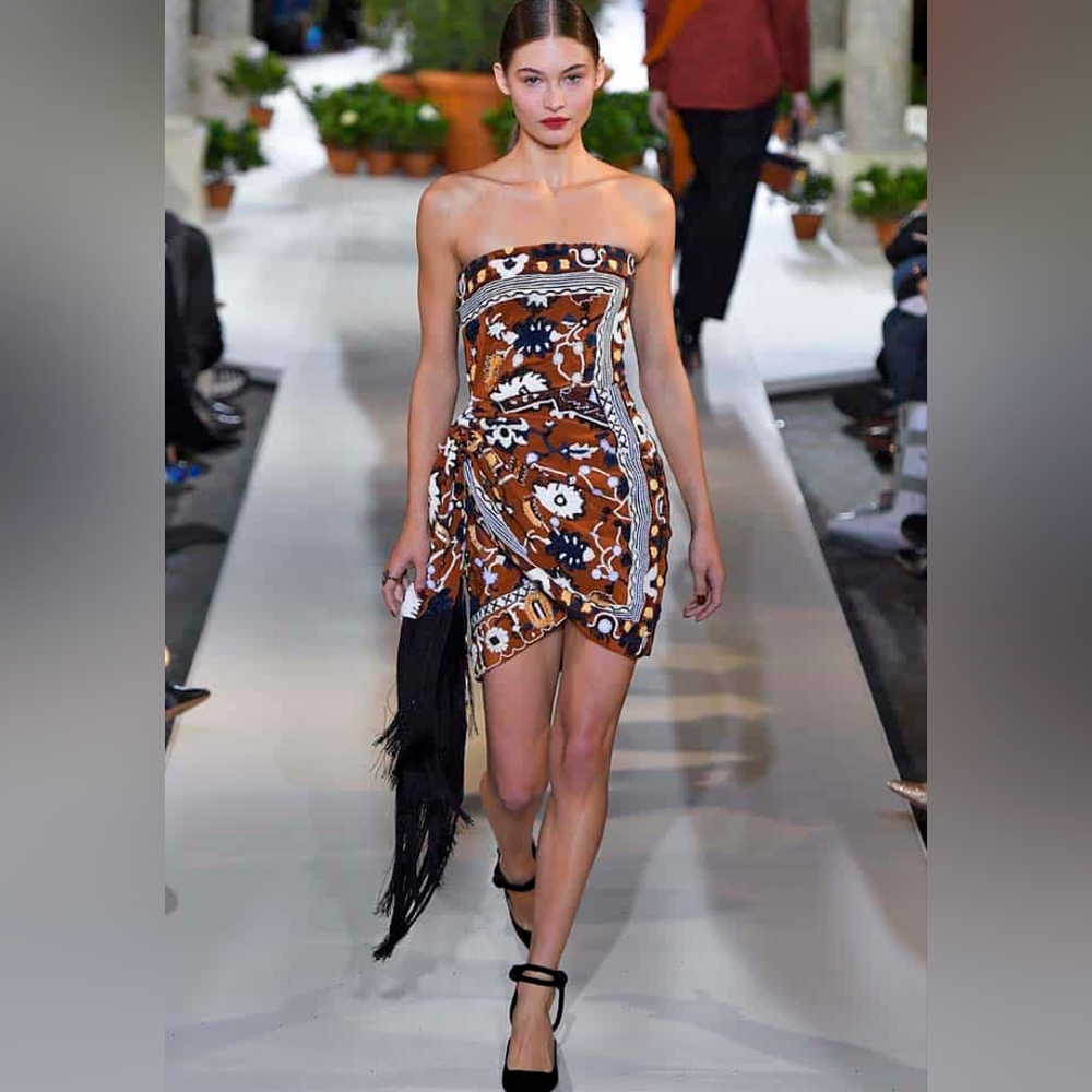 $3.990 NEW W TAG OSCAR DE LA RENTA SILK EXCL VELVET EMBROI BEAD RUNWAY DRESS 2